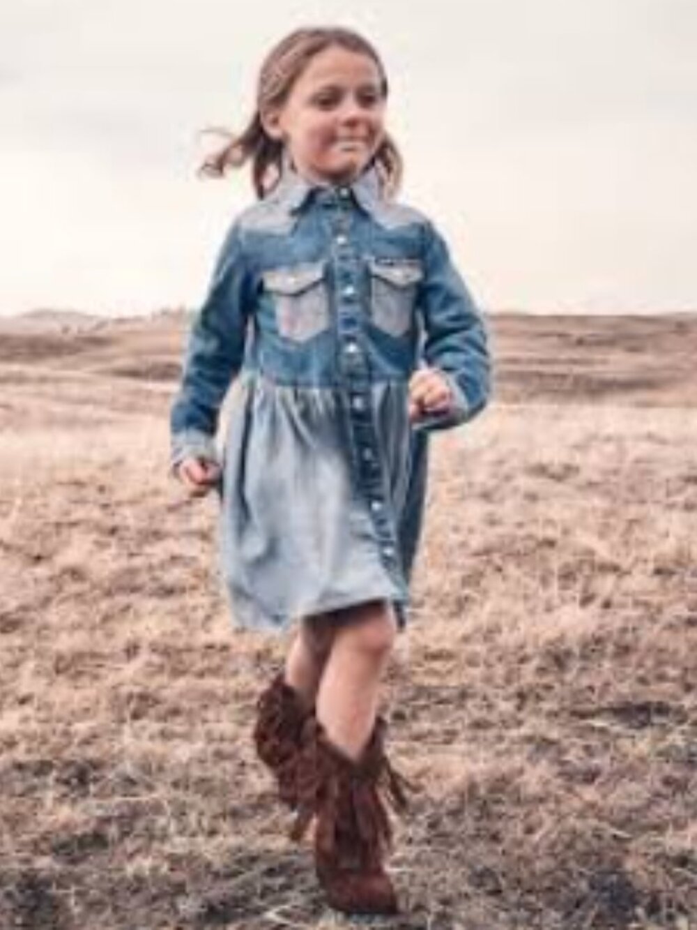 Wrangler Girls Denim Shirt Dress Button Front L/S Knee Length Size XL